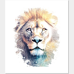 Lion Wild Animal Nature Watercolor Art Painting Posters and Art